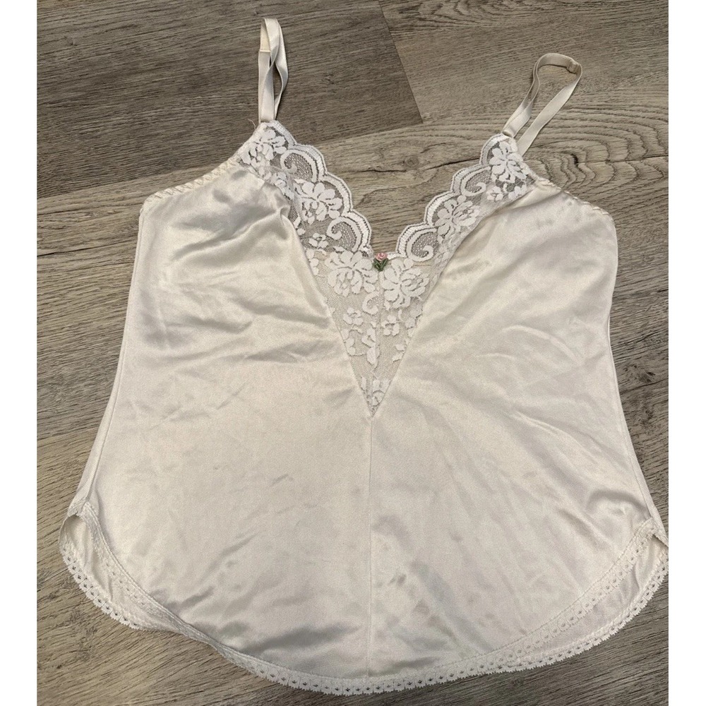 Vintage Maidenform Union Made Chantilly Lace Nylon Camisole Women 32 Ivory ILGWU